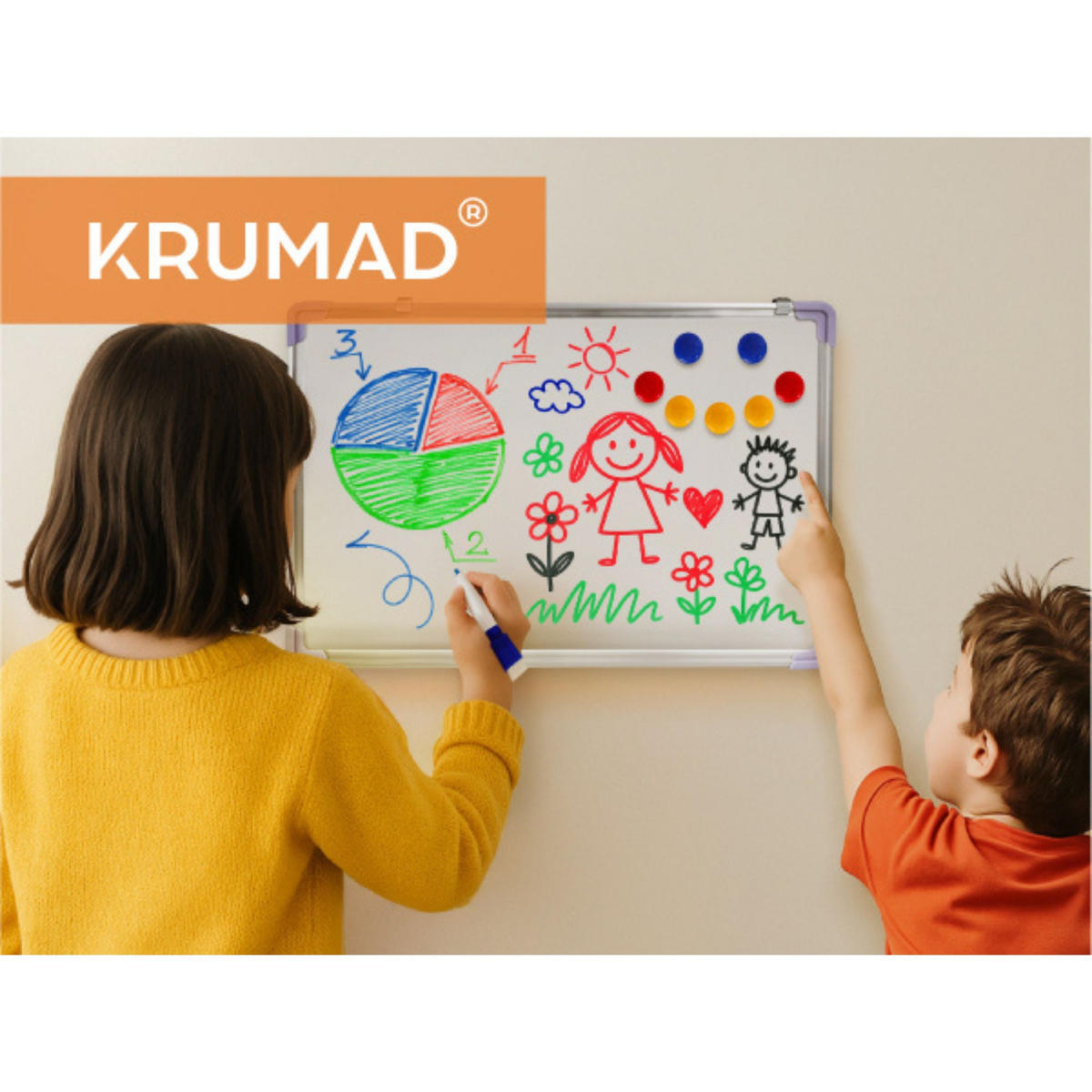 MAGNETISCHES Whiteboard, Magnettafel 60x40cm - Weiß, Kunststoff (60/40/2cm) - KRUMAD