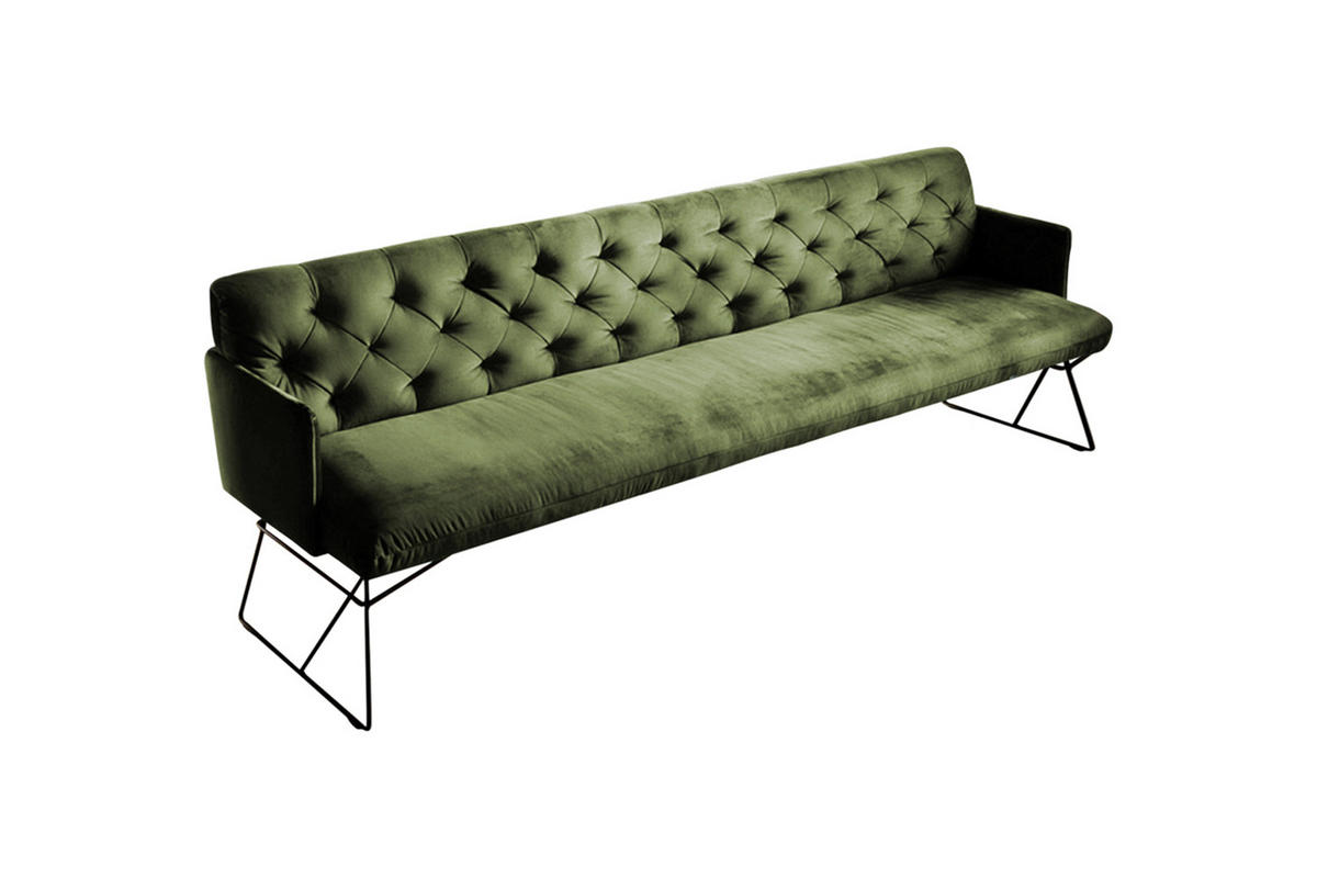 ESSZIMMERBANK CHARME Grün Velvet - Grün, Textil (206/85/68cm) - KAWOLA
