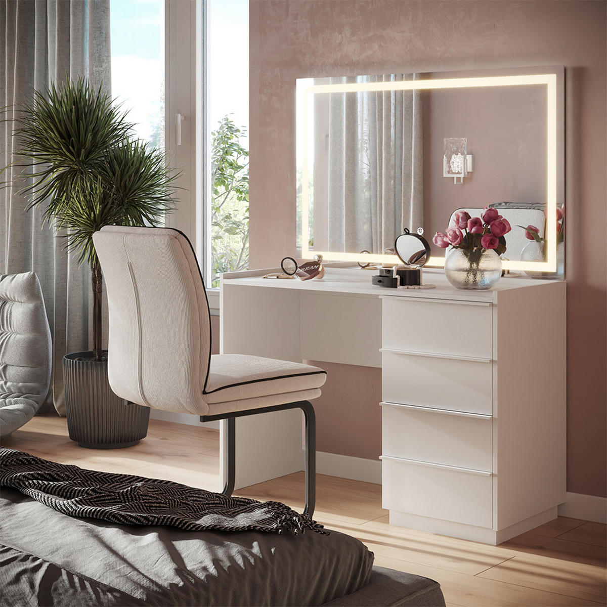 TOALETNÍ STOLEK Viktoria Bílá - bílá, kompozitní dřevo (110/77.2/45cm) - Vicco