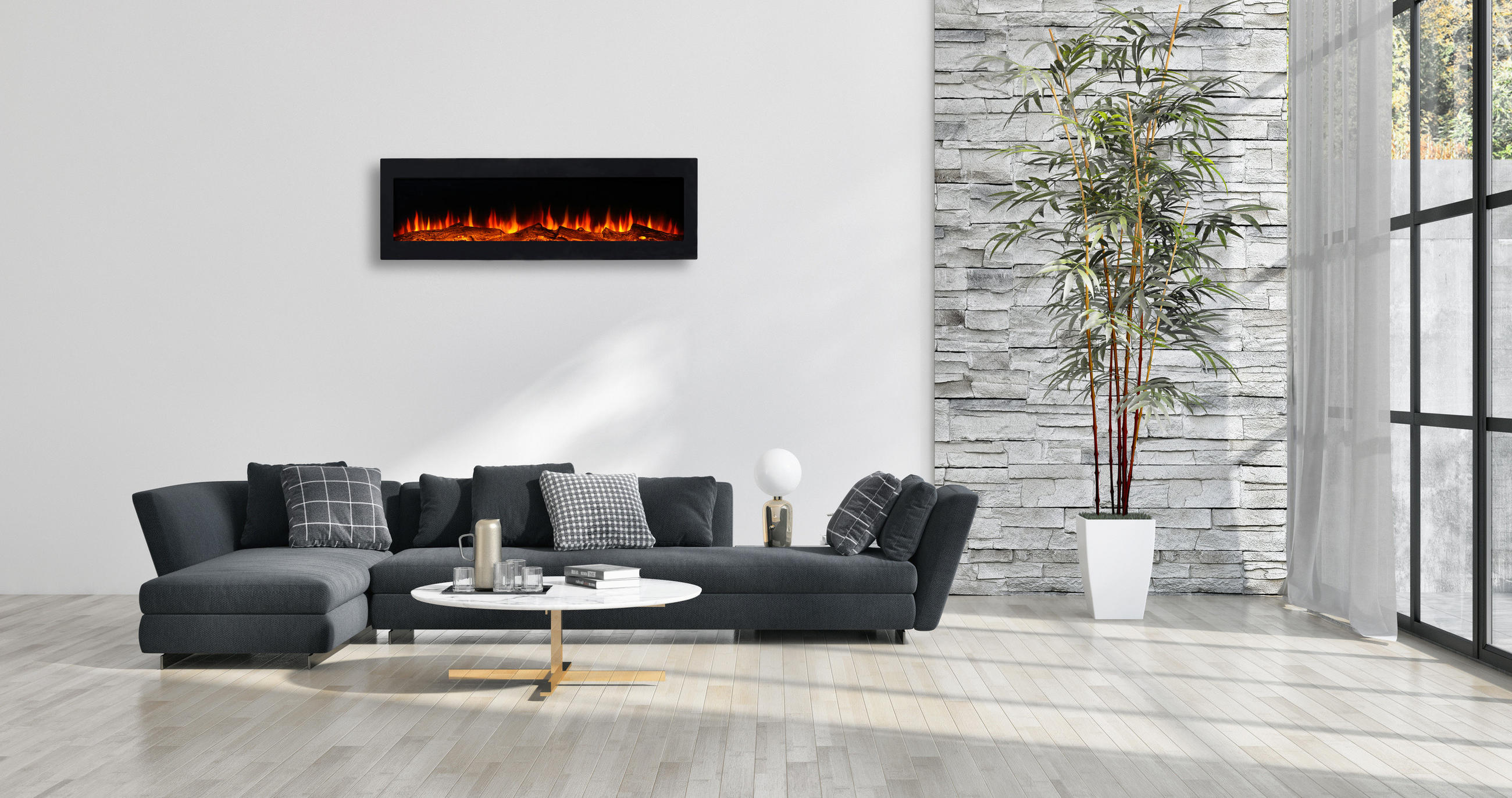 ELEKTROKAMIN Meran B130 cm - Schwarz, Metall (12/46/130cm) - Sedex
