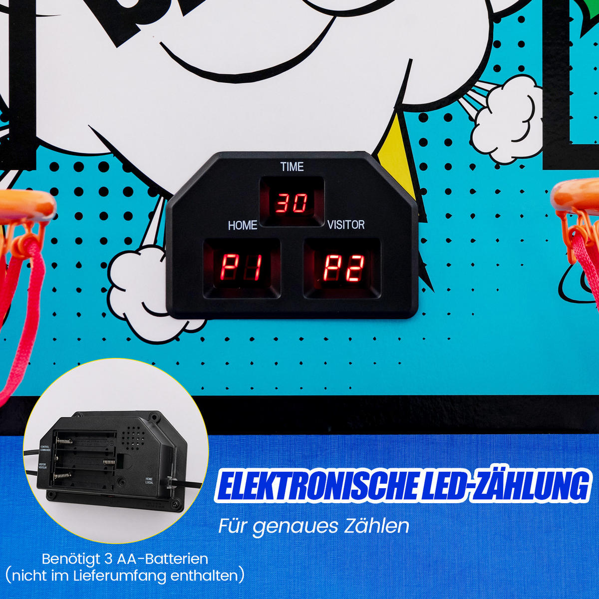 ARCADE-BASKETBALLSPIEL Blau - Blau, Metall (110/206cm) - COSTWAY