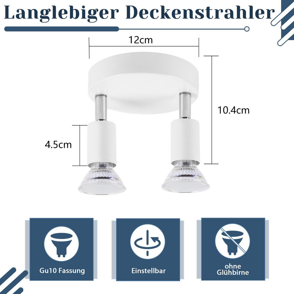 STRAHLER Windsheim 2-flammig 12/12/10.4 cm - Weiß, Metall (12/12/10.4cm) - Nettlife