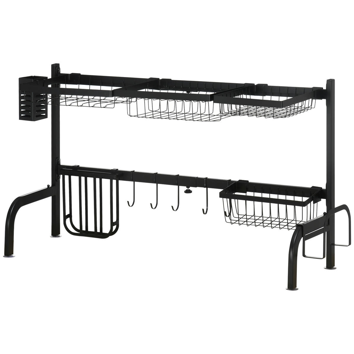 KÜCHENREGAL DE-08731 längenverstellbar 51-93 cm mit Zubehör Schwarz - Schwarz, Metall (30/52/93cm) - ComfortXL