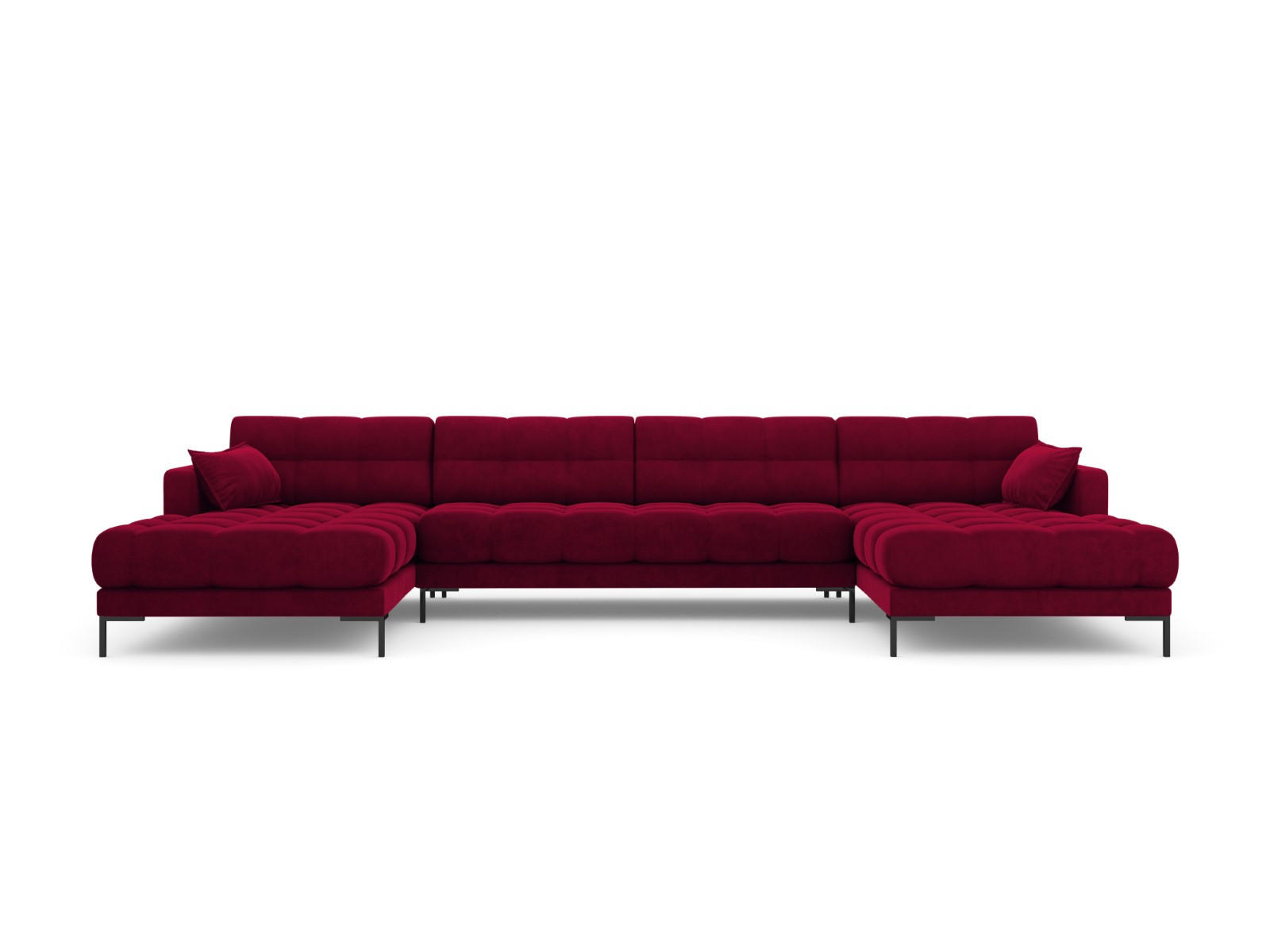 PANORAMASOFA Mamaia aus Samt rot 6 Sitzplätze - Rot, Textil (185/75/383cm) - Micadoni