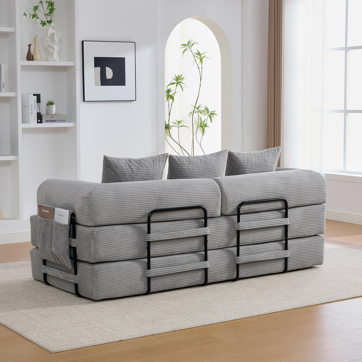 SOFA 3-Sitzer 200/94/67 cm Hellgrau - Hellgrau, Textil (94/67/200cm)