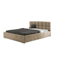 POLSTERBETT MALTA mit Kopfteil, 180 x 200 cm, Doppelbett mit Bettkasten und Lattenrost aus Metall, Velourstoff: Hellbraun - Hellbraun, Holz/Textil (180/200cm) - Agmat-Furniture