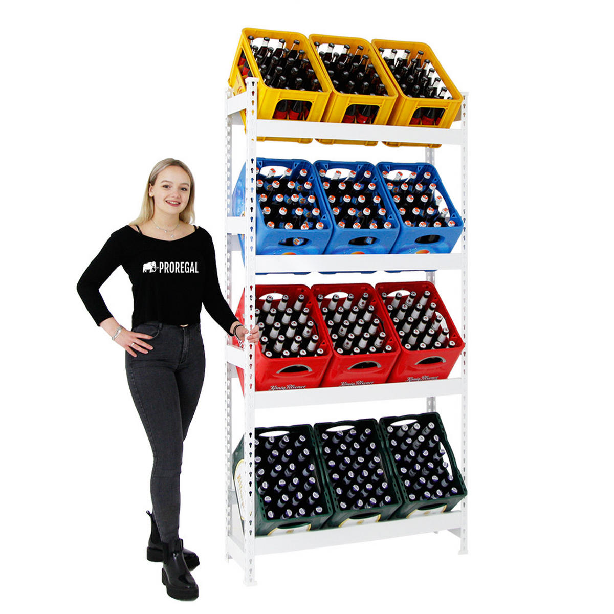 GETRÄNKEKISTENREGAL High Big Camel HxBxT 200 x 100 x 30 cm Weiß - Weiß, Metall (100/200/30cm) - PROREGAL