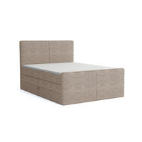 BOXBETT ROCKY 180/200 in Cord Beige mit Doppelmatratzen H3 - Beige, Holz/Holzwerkstoff (140/200cm) - Deine Möbel 24