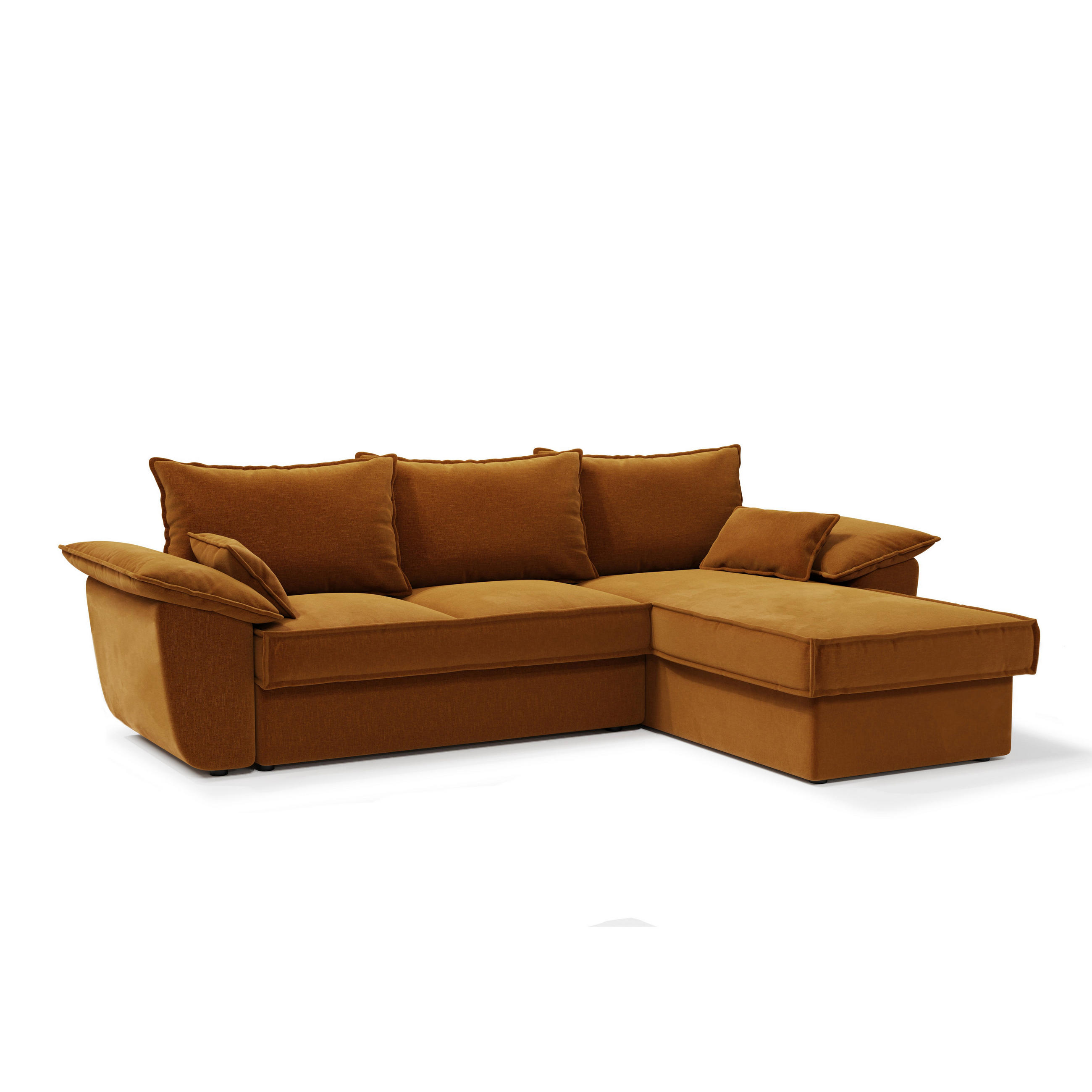 ECKSOFA RECHTS Samtstoff Senf 257cm - Dunkelgelb, Textil (257/168cm) - Sia Home