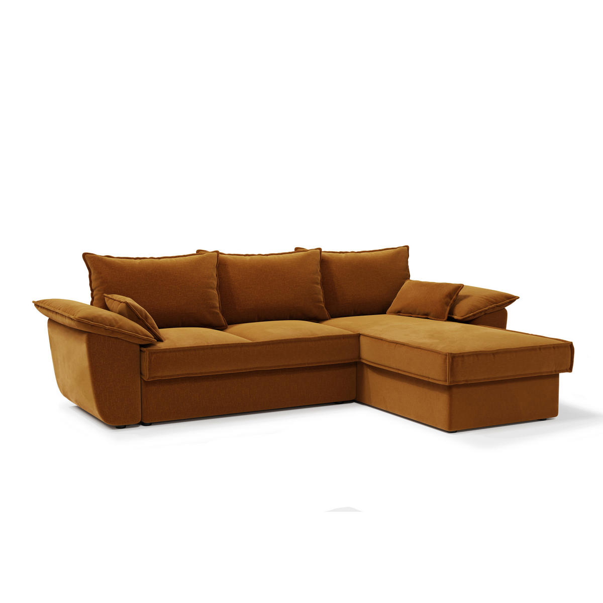 ECKSOFA RECHTS Samtstoff Senf 257cm - Dunkelgelb, Textil (257/168cm) - Sia Home