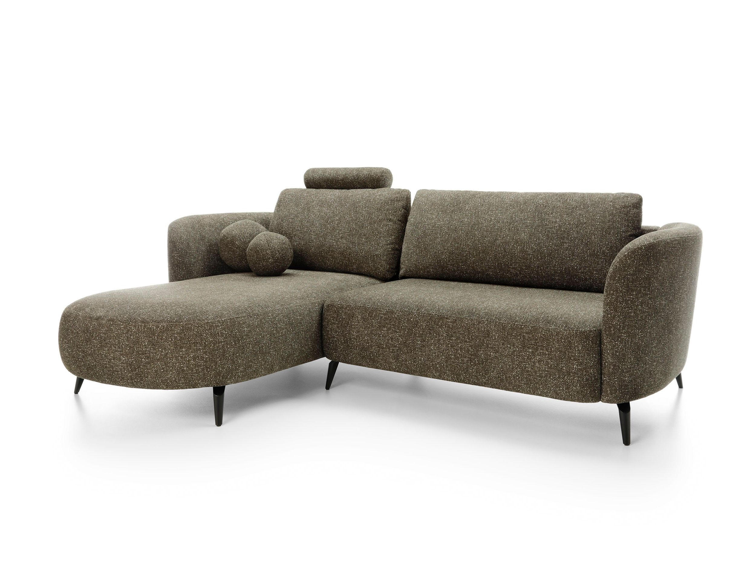 ECKSOFA VICO Grün Velours-Stoff mit Schlaffunktion - Grün, Holz (260/181cm) - MASSENO