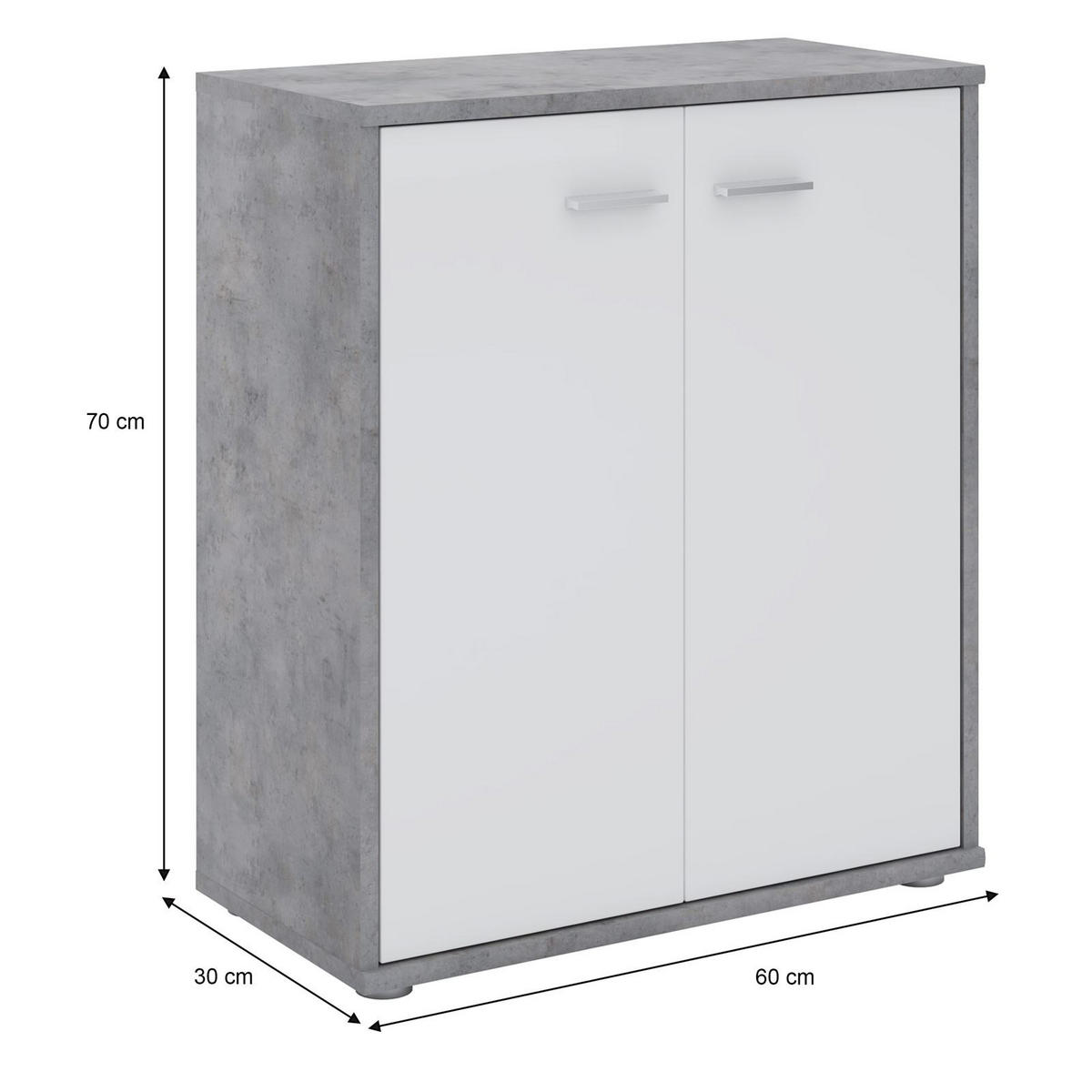 KOMMODE TOMMY - Weiß/Grau, Holzwerkstoff (60/70/30cm) - CARO-Möbel