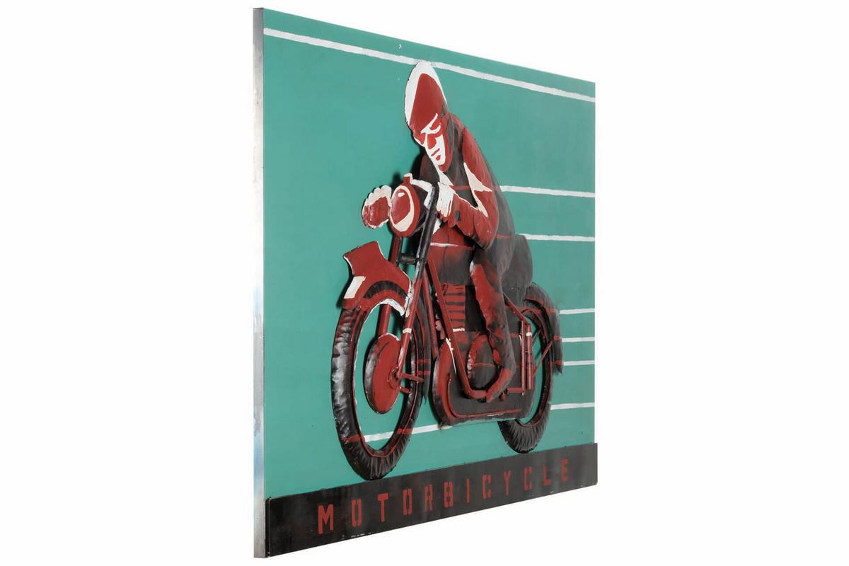 METALLBILD Rot 120/80 cm - Blau/Rot, Metall (120/80cm) - KUNSTLOFT