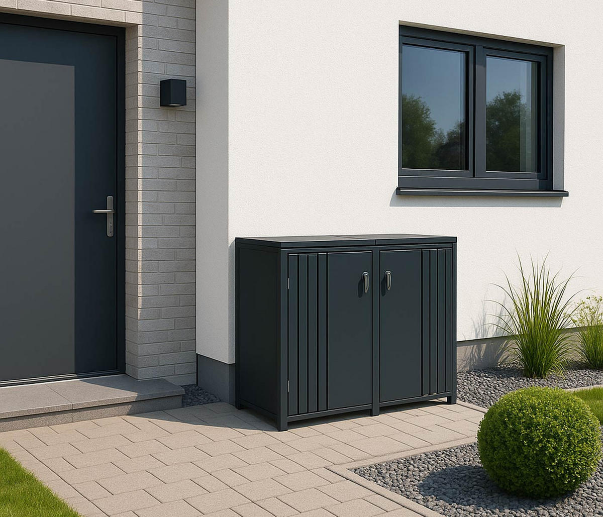 2ER-MÜLLTONNENVERKLEIDUNG Anthrazit - Anthrazit, Metall (132/122/84cm) - MCW