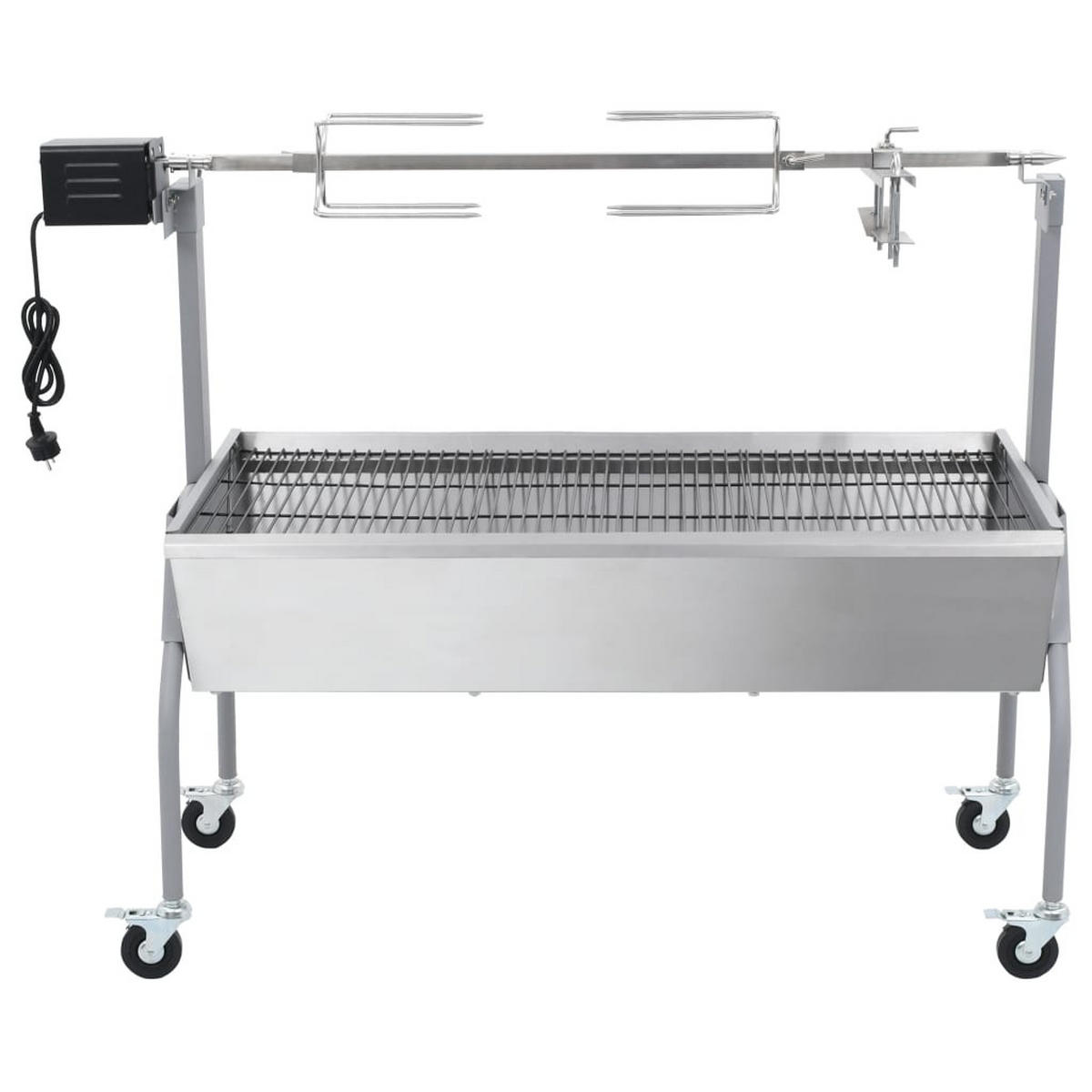 SPANFERKELGRILL Metzgergrill Mit Elektrischem Antrieb - Silberfarben, Metall (55.1/100.5/128.8cm) - vidaXL