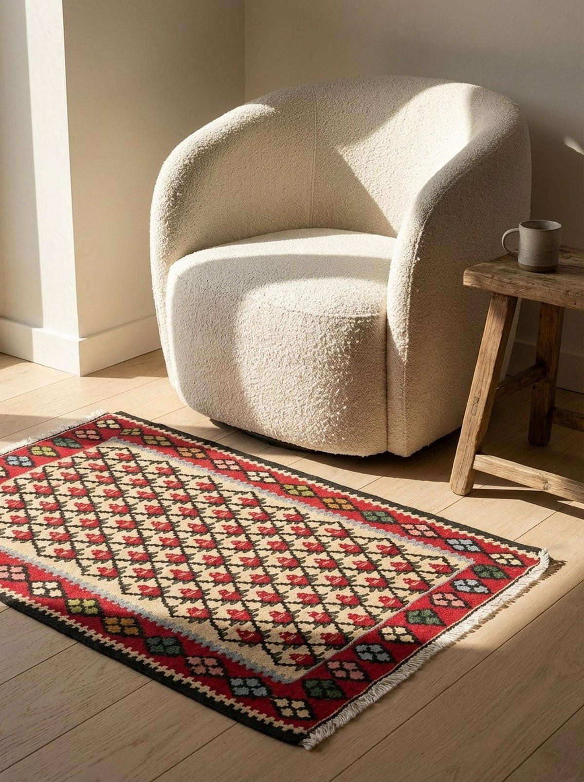 HANDWEBTEPPICH Kelim Senneh Mehrfarbig 83/59 cm Schurwolle - Multicolor, Textil (59/83cm) - Looma