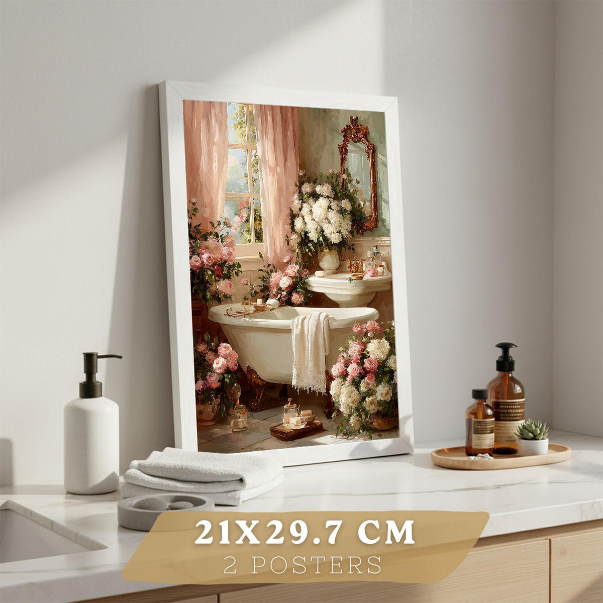 PLAKÁT Sada 2 Baño revista Bílý rám A4 - bílá, papír (29.7/21/3cm) - Nacnic