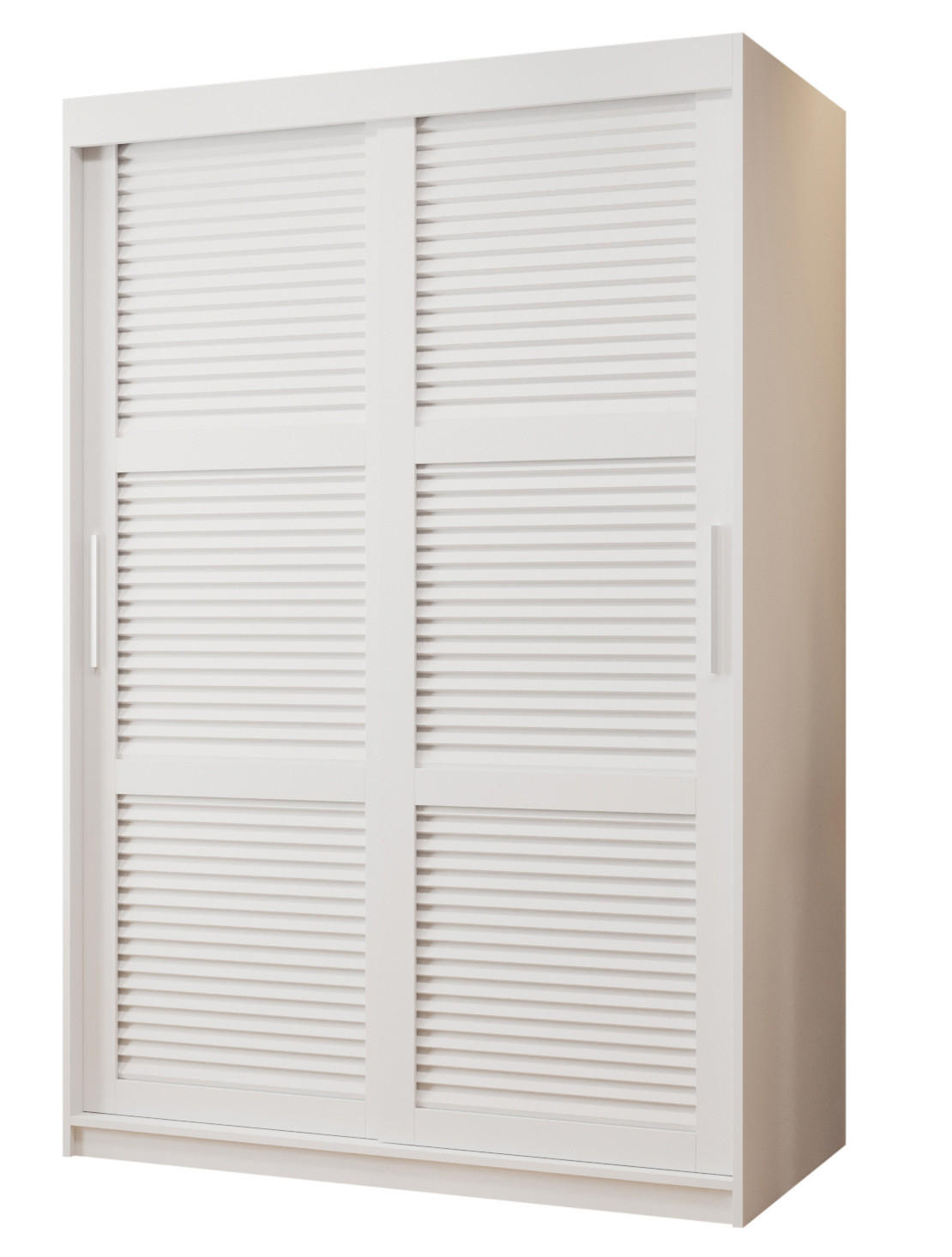 SCHWEBETÜRENSCHRANK 200/120/62 2-türig - Silberfarben/Weiß, Holz/Kunststoff (120/200/62cm) - MÖBEL KRYSPOL