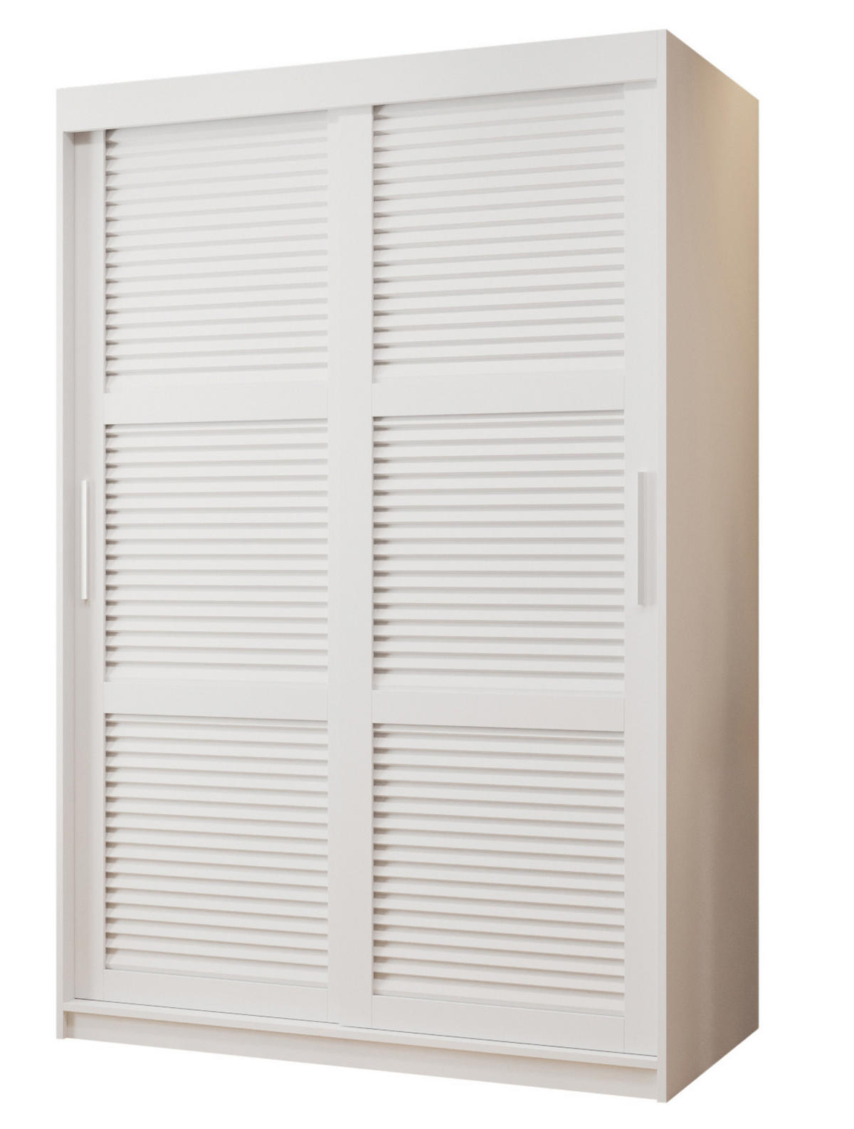 SCHWEBETÜRENSCHRANK 200/120/62 2-türig - Silberfarben/Weiß, Holz/Kunststoff (120/200/62cm) - MÖBEL KRYSPOL