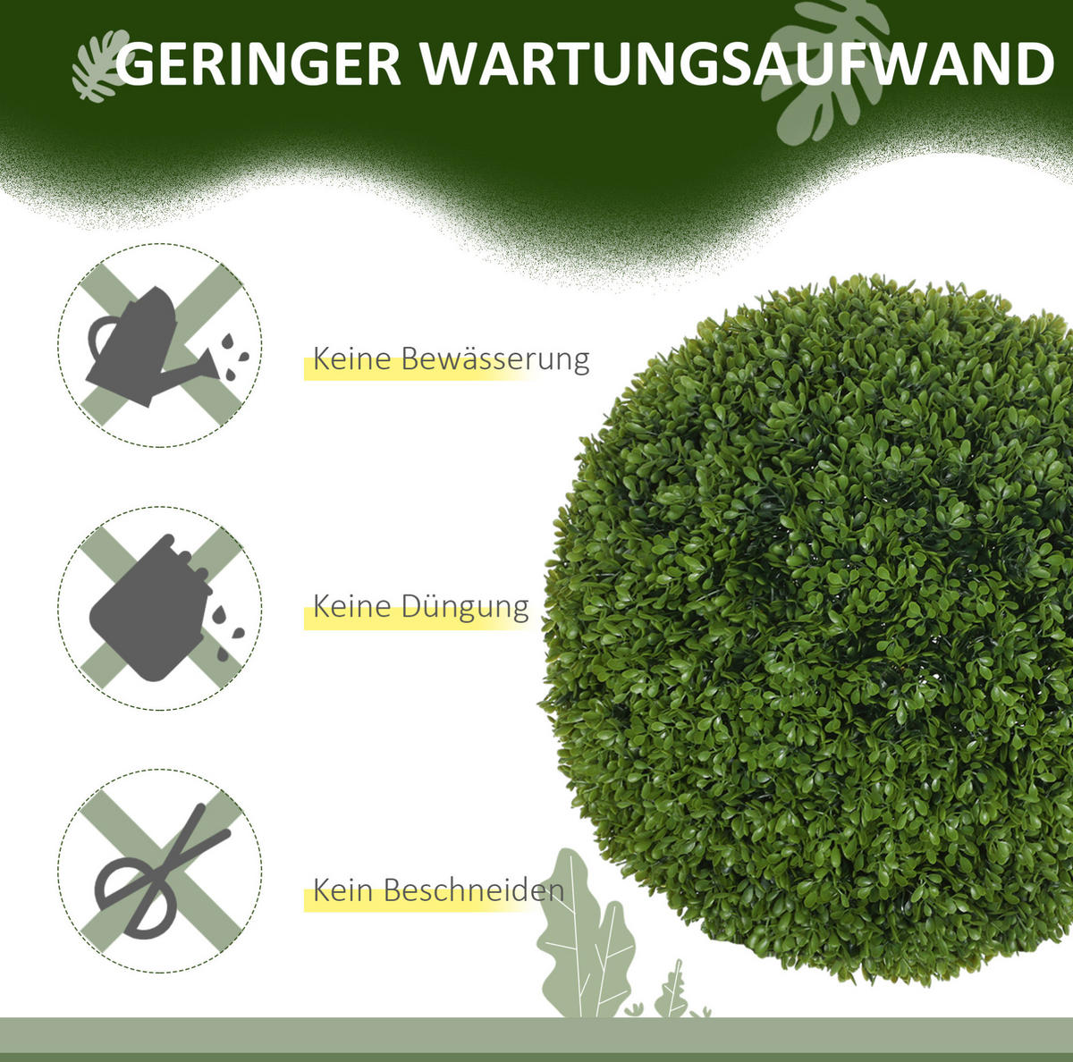 KUNSTPFLANZEN 40/40/40 cm grün aus Kunststoff mit einfacher Montage - Grün, Kunststoff (40cm) - OKWISH