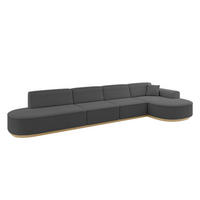 ECKSOFA Ottomane Rechts MARI-L3-v2 - 413x171x83 cm Grau Bouclé - Grau, Holzwerkstoff/Textil (171/413cm) - ALTDECOR