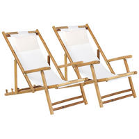 LIEGESTUHL 2er-Set hellbraun Atrani - Hellbraun, Textil (60/90/101cm) - Beliani