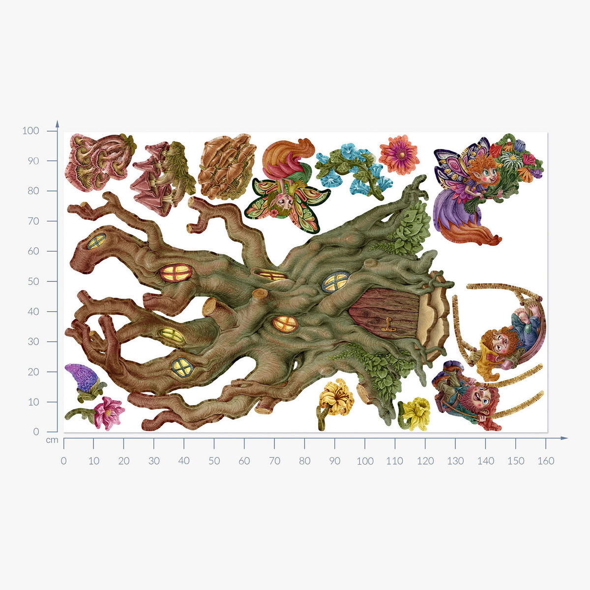 WANDAUFKLEBER 100x161cm - Feenwald - Multicolor, Kunststoff (100/161/0.1cm) - Wallfluent