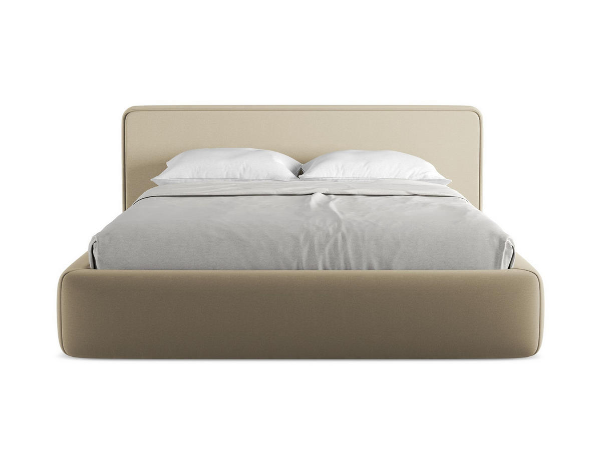 POLSTERBETT mit Bettkasten und Lattenrost 200x225 Beige - Beige/Schwarz, Kunststoff/Textil (160/200cm) - Makamii