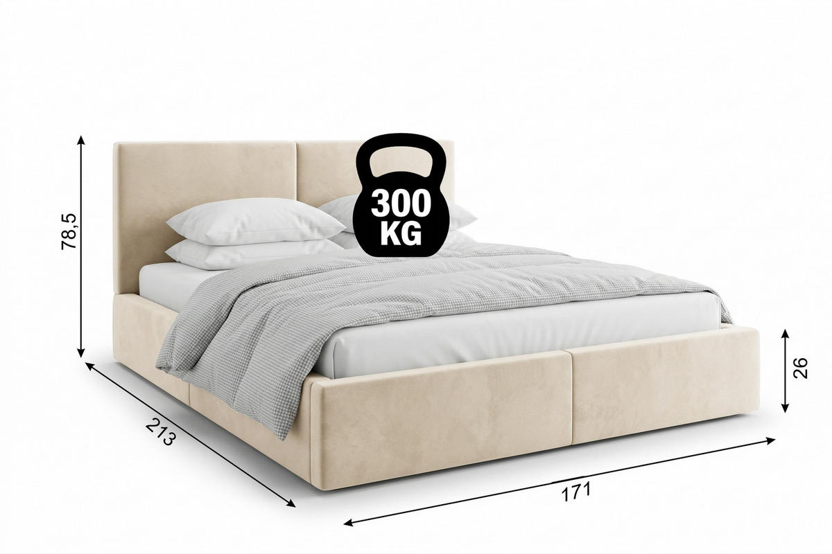 POLSTERBETT Hilton mit Stauraum - Kaschmir, Textil (160/200cm) - Interbeds