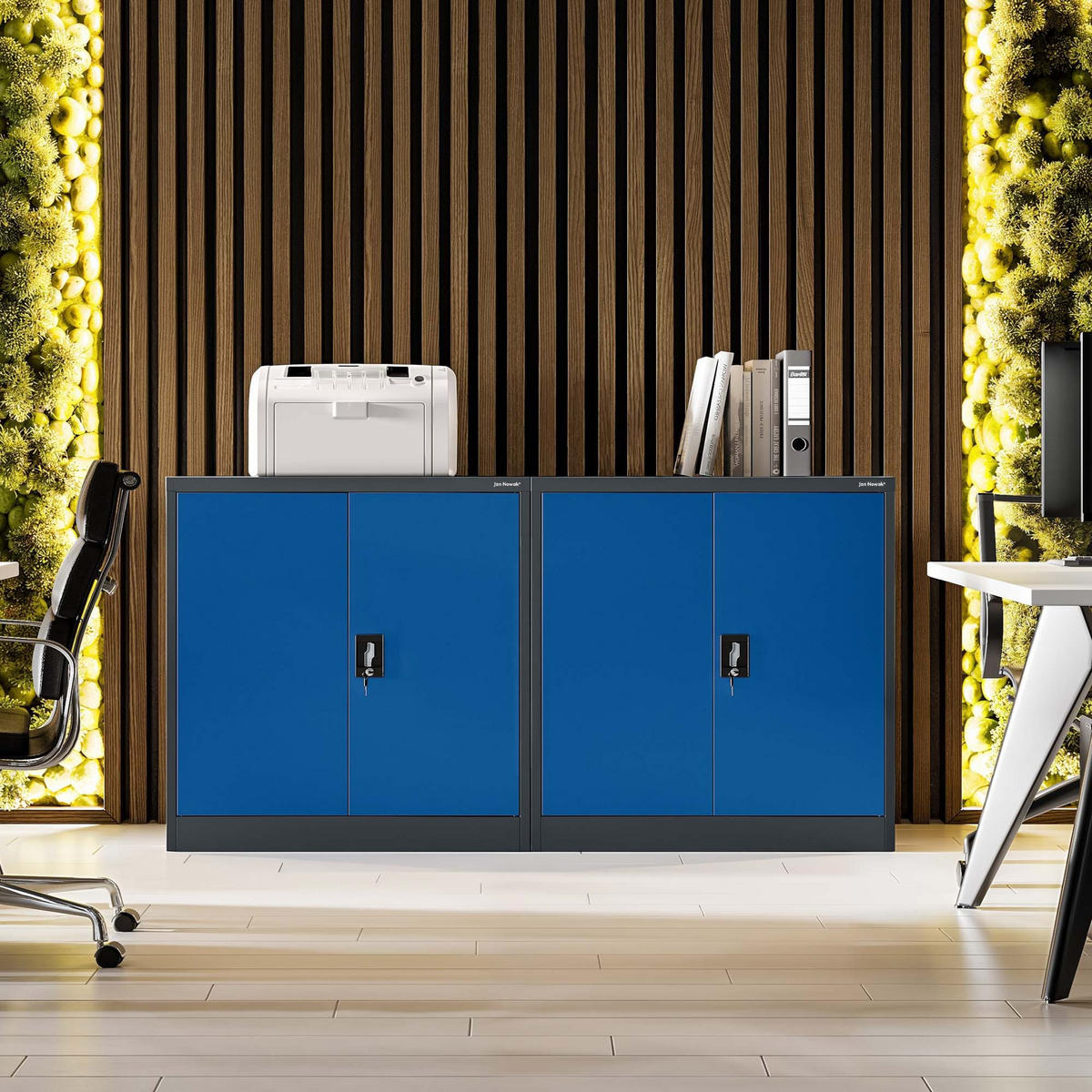 METALLSCHRANK BEATA - Blau/Anthrazit, Metall (90/93/40cm) - Jan Nowak