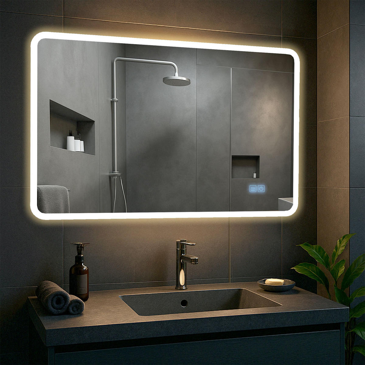 BADSPIEGEL Wien 70x100 Bluetooth 100x3,5x70cm Glas Klarglas Badezimmerspiegel - Klar, Glas (100/70/3.5cm) - DELUKE