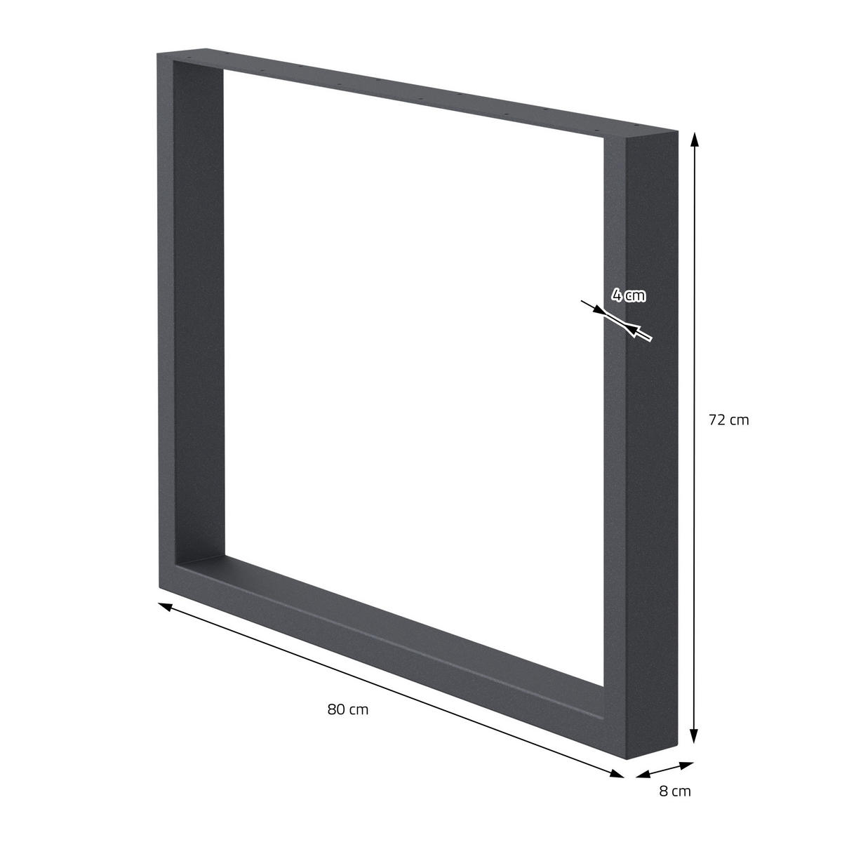 TISCHBEINE 2er Set 80 x 72 cm Anthrazit - Anthrazit, Metall (80/72/8cm) - ECD-Germany