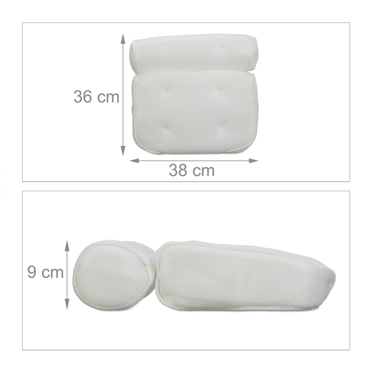 BADEWANNENKISSEN - Weiß, Kunststoff/Textil (43/36cm) - Relaxdays