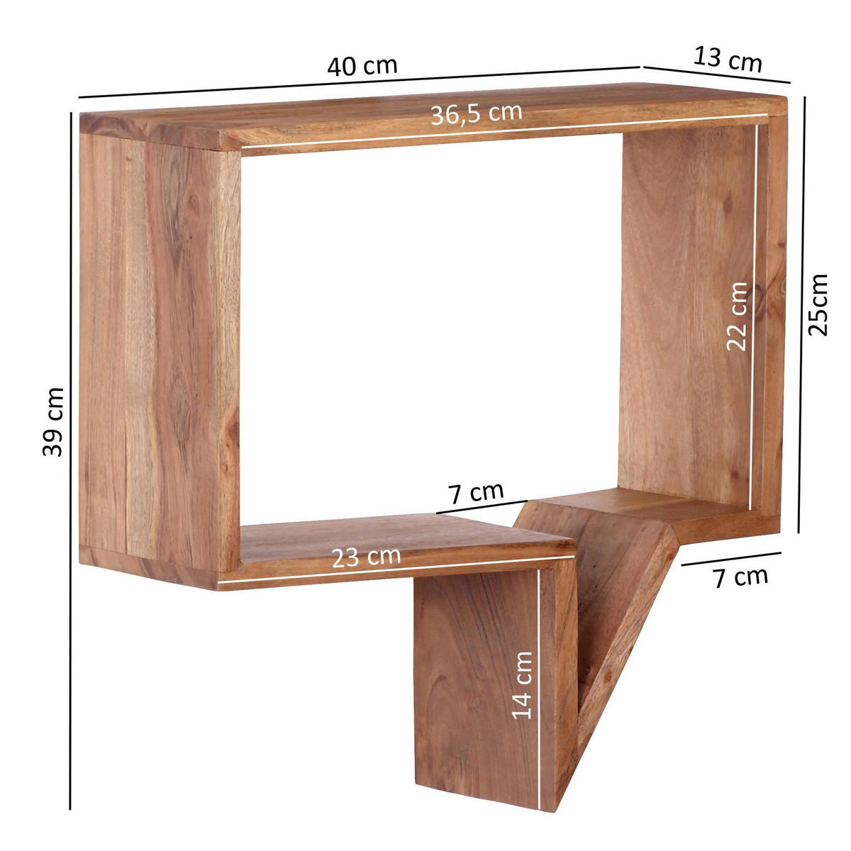 WANDREGAL Set MUMBAI Massivholz Hängend Landhausstil, Akazie 50x13x49 cm - Akaziefarben, Holz (50/49/13cm) - KADIMA DESIGN