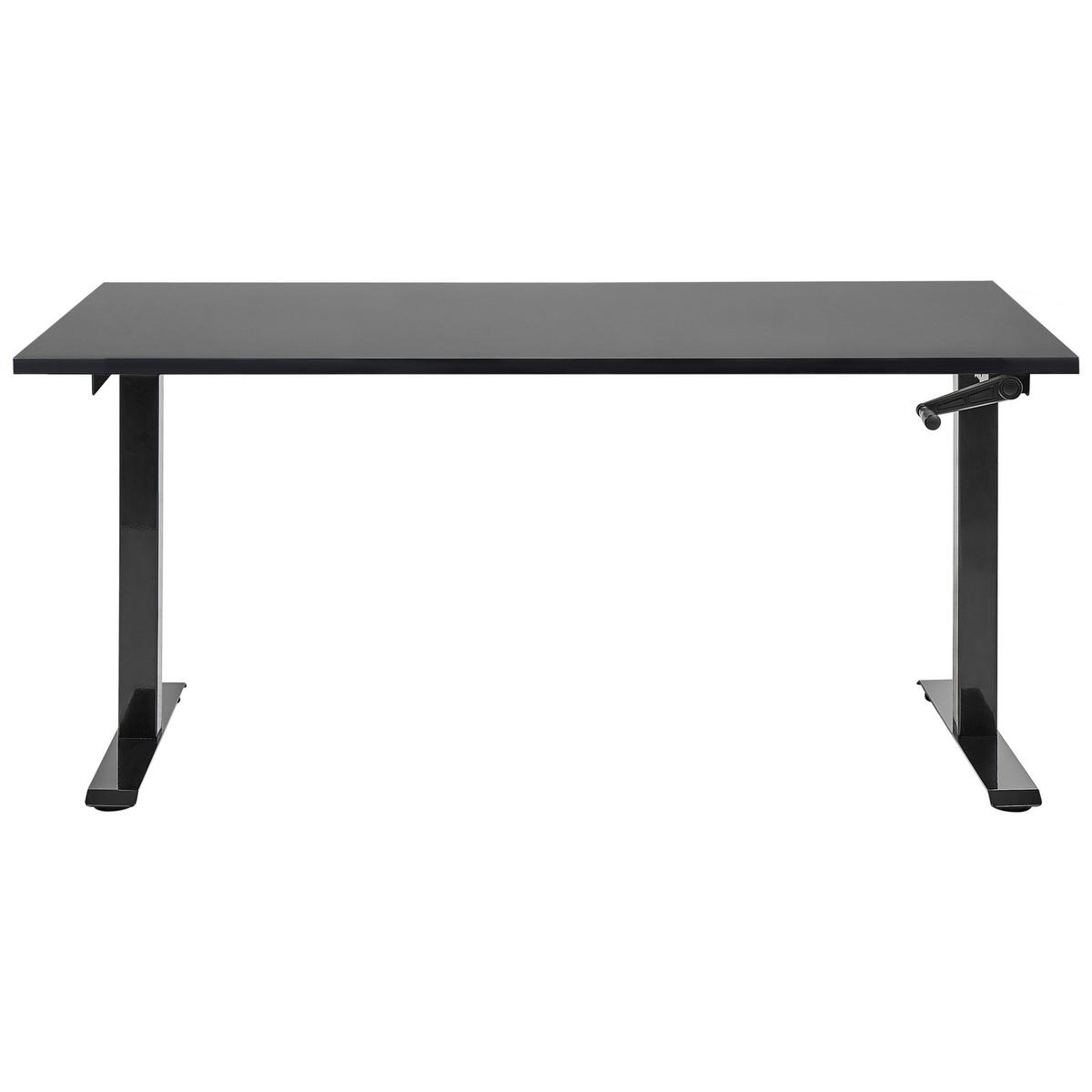 HÖHENVERSTELLBARER SCHREIBTISCH Manuell 160/72 cm Schwarz Destin III - Schwarz, Holzwerkstoff (72/160/74cm) - Beliani