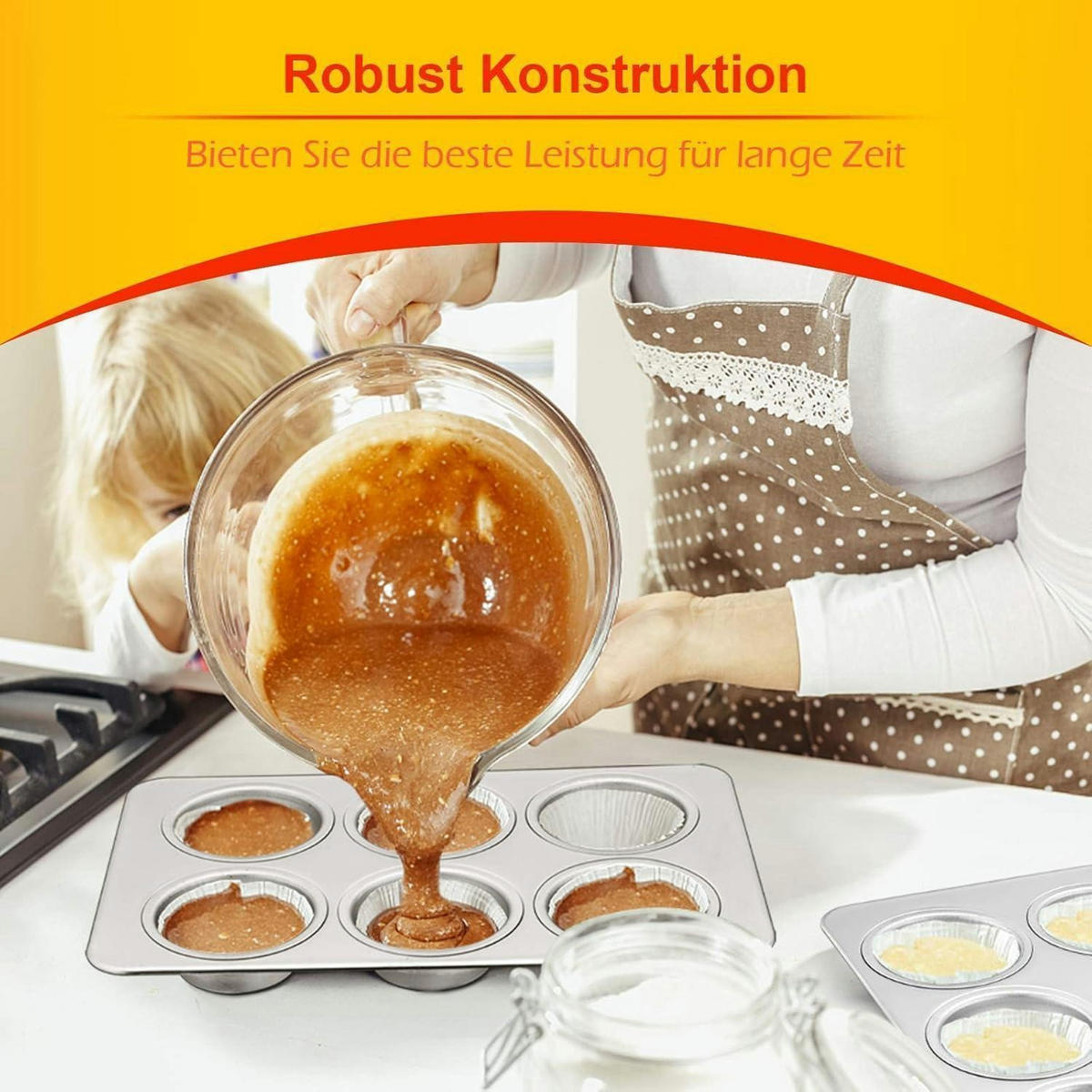 MUFFINBLECH 2er-Pack 6er-Muffin-Set 29 x 18 cm Edelstahl - Silberfarben, Metall (18/3/3cm)