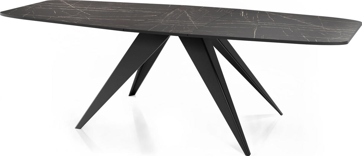 ESSTISCH Foster rechteckig ausziehbar, Marmor Schwarz 180-218/90/76 cm - Anthrazit/Schwarz, Holzwerkstoff/Metall (180/90/76cm) - WFL GROUP
