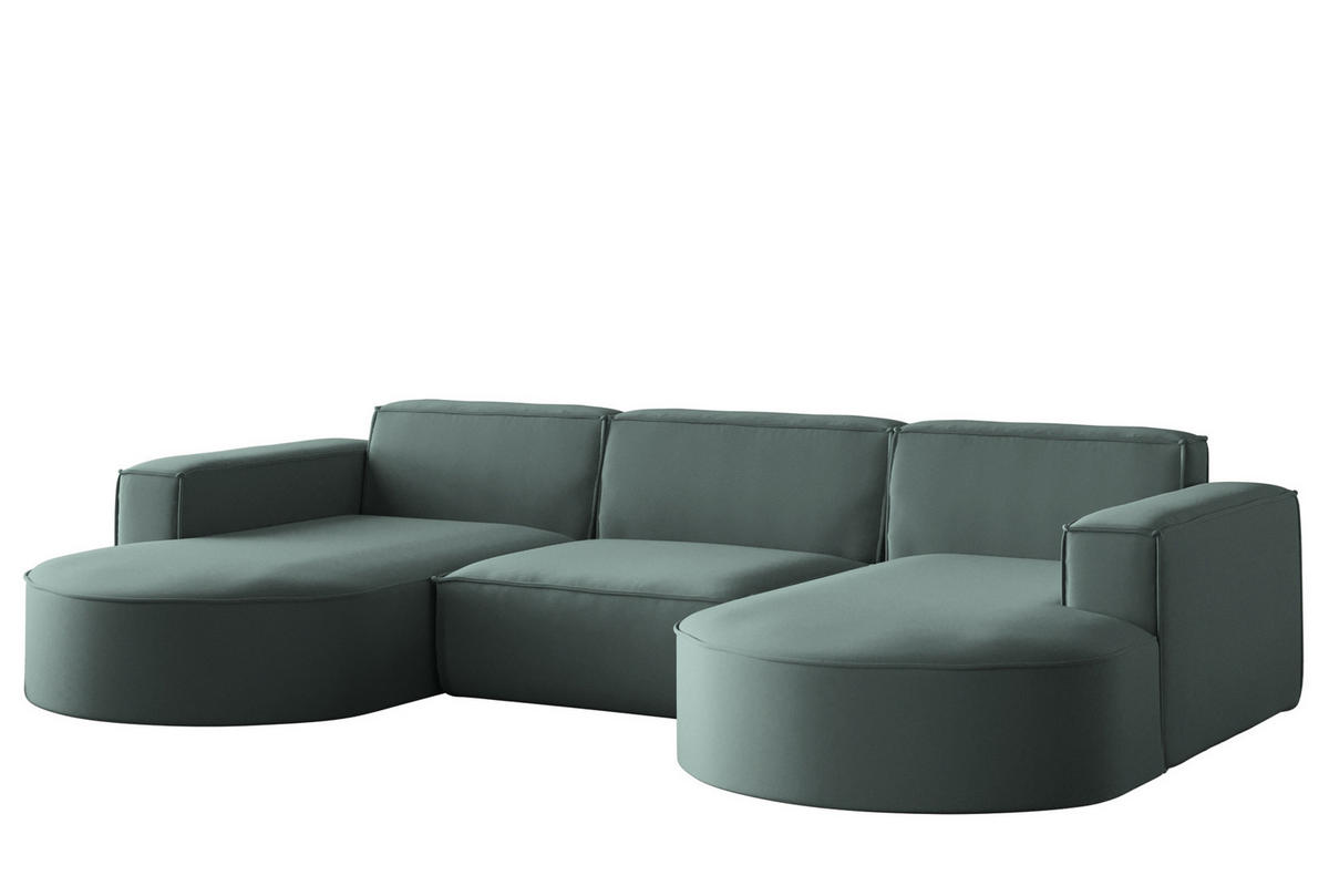 WOHNLANDSCHAFT Palma In Opera - Smaragdgrün, Holzwerkstoff/Textil (299/78/165cm) - Fun Möbel