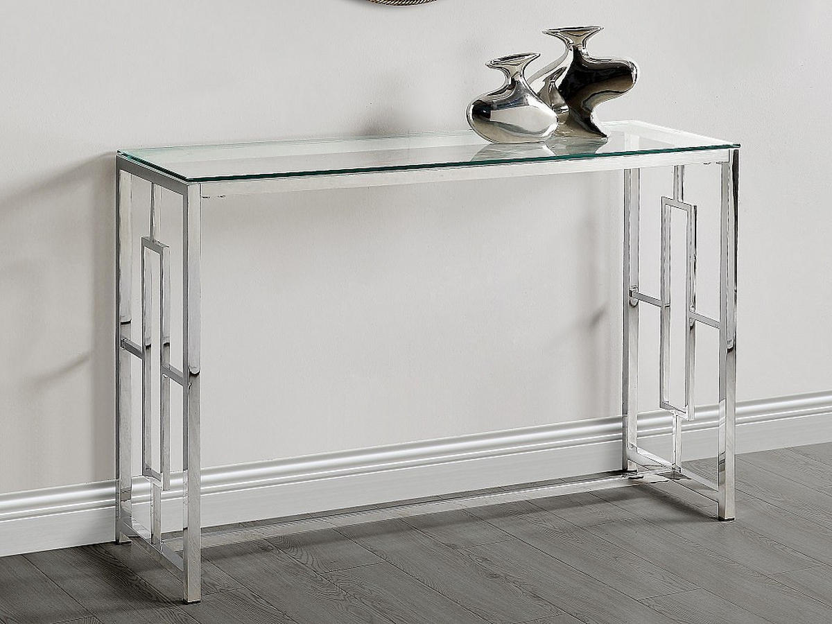 KONSOLENTISCH - 120 cm x 40 cm - Glas - Transparent, Silberfarben - CLOTILDE - Transparent/Silberfarben, Glas (40/120/78cm) - Vente-Unique