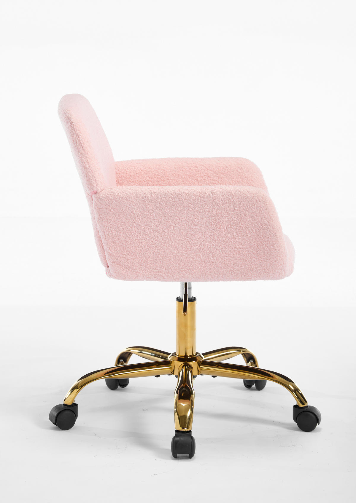 DREHSTUHL DE-41052 mit Kunstpelz-Bezug und goldenen Beinen Rosa - Pink, Metall (53/55/53cm) - ComfortXL
