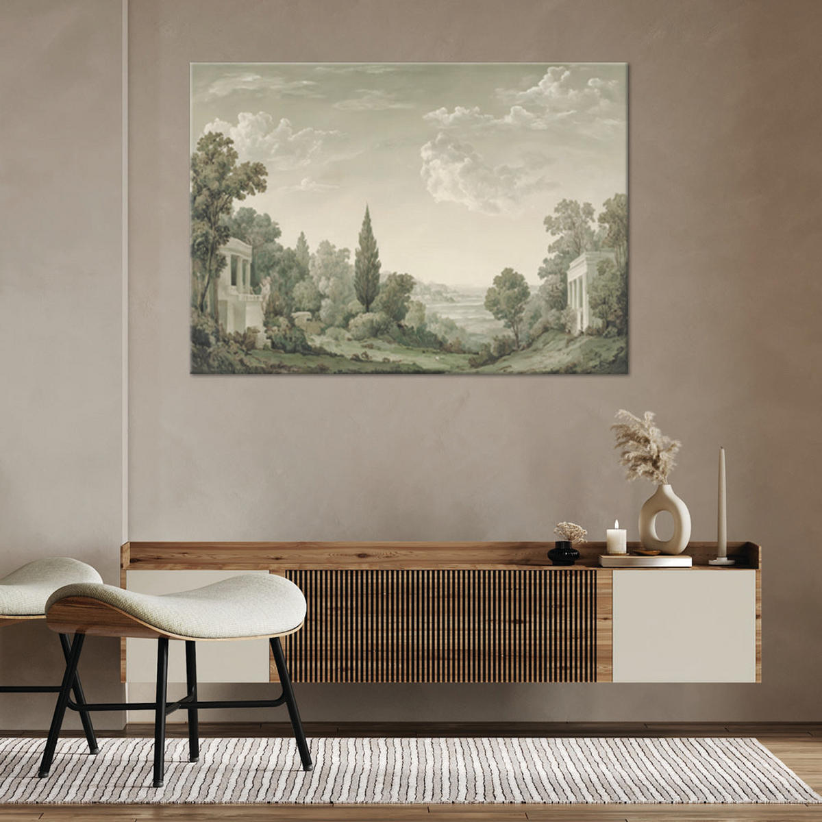 WANDBILD architektur landschaft natur - Grün, Textil (60/40cm) - Feeby