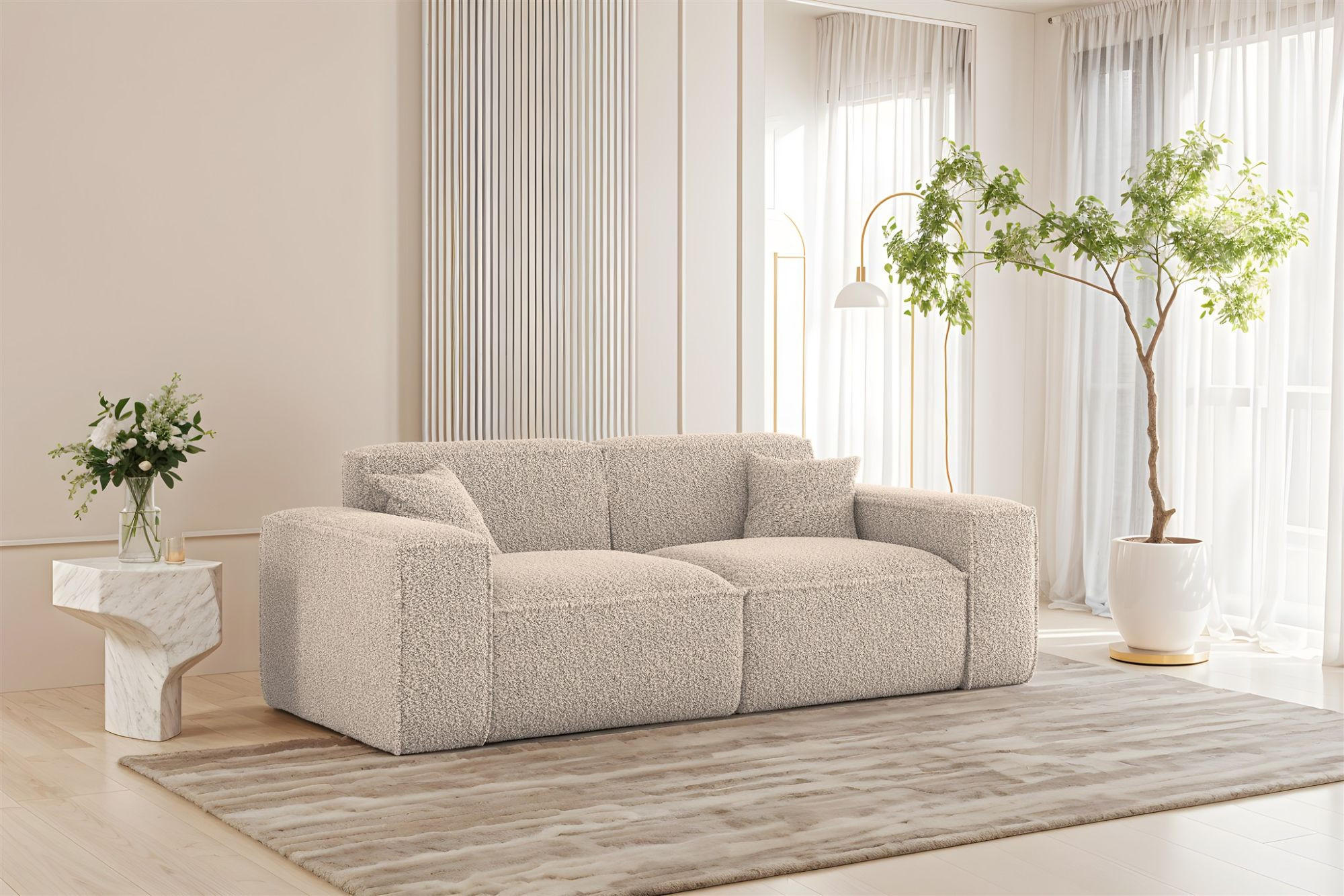 SOFA 2-sitzer Celes Premium In Sven - Hellbraun, Holzwerkstoff/Textil (182/73/90cm) - Fun Möbel
