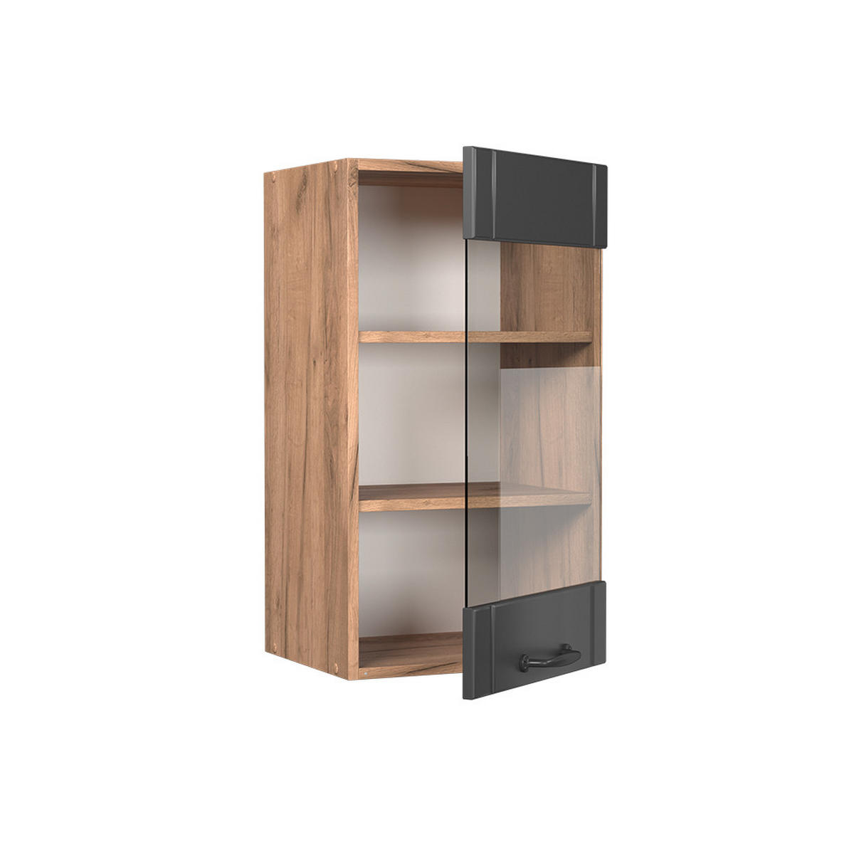 SKLENĚNÁ KUCHYŇSKÁ SKŘÍŇKA Fame-Line Tmavě šedá - medově dubová/tmavě šedá, kompozitní dřevo (40/72/34.1cm) - Vicco