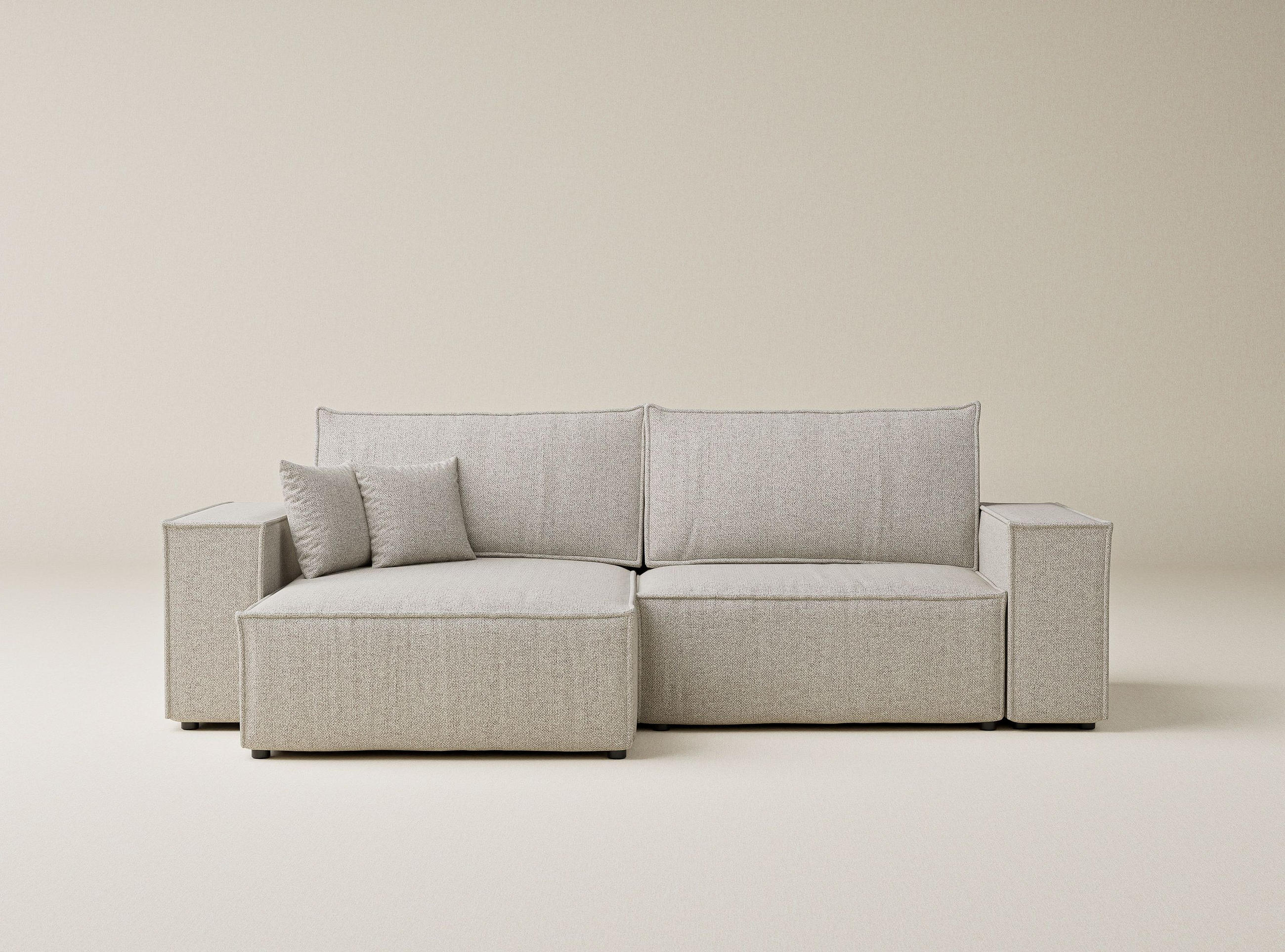 ECKSOFA MIT SCHLAFFUNKTION Zaya Beige Webstoff - Schwarz/Grau, Holz/Holzwerkstoff (255/148cm) - Maison de Reve
