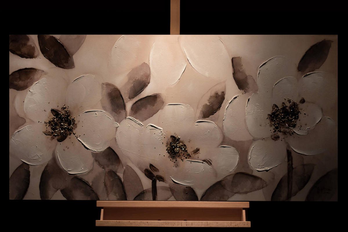 OLEJOMAĽBA 120/60 cm, More a pláž - hnedá/béžová, drevo/textil (120/60cm) - KUNSTLOFT