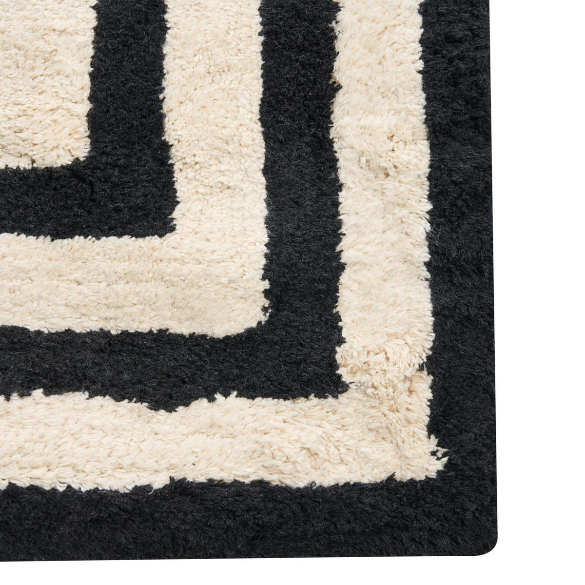 BADRUMSMATTA svart/beige 60/90 cm bomull Risalu - Beige/Svart, Textil (60/90cm) - Beliani