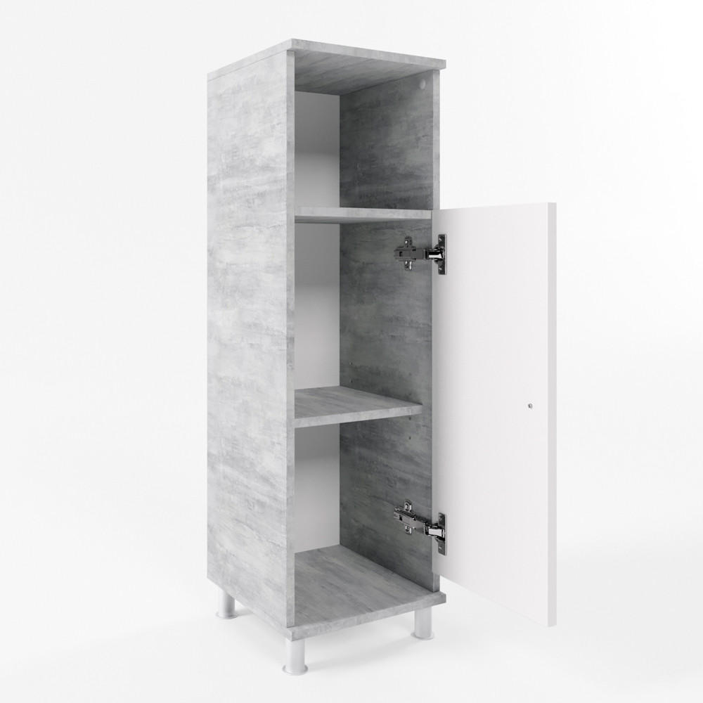 MIDISCHRANK Fynn Beton 30 x 95 cm - Weiß/Grau, Holzwerkstoff (30/95/30cm) - Vicco
