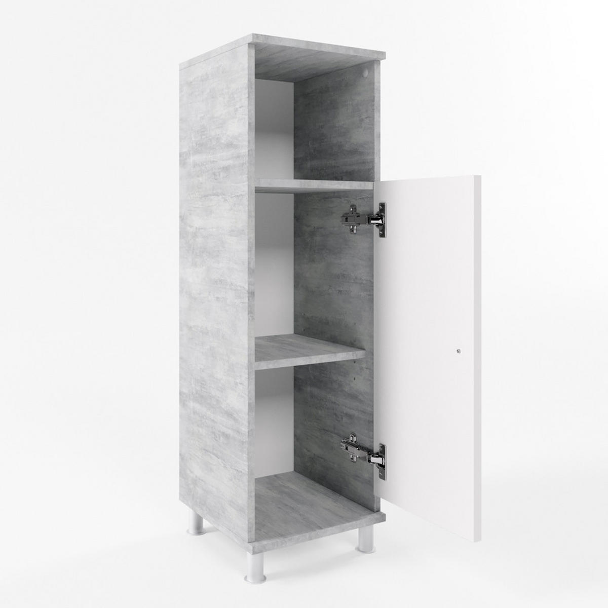 MIDISCHRANK Fynn Beton 30 x 95 cm - Weiß/Grau, Holzwerkstoff (30/95/30cm) - Vicco