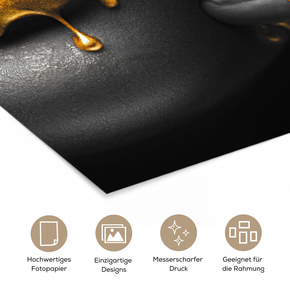 POSTER Frau - Schwarz - Gold - Gesicht - Lippen 80x120 cm - Goldfarben, Papier (80/120/0.1cm) - MuchoWow