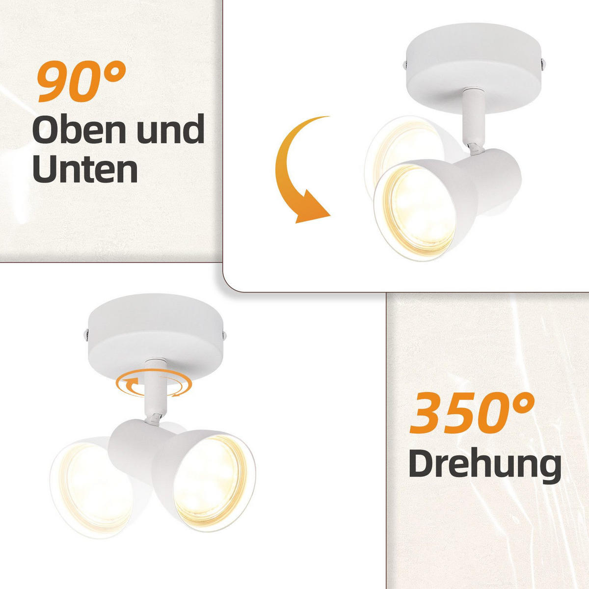 DECKENLEUCHTE Letcher 13.5/8/9cm - Weiß, Metall (13.5/8/9cm) - Nettlife
